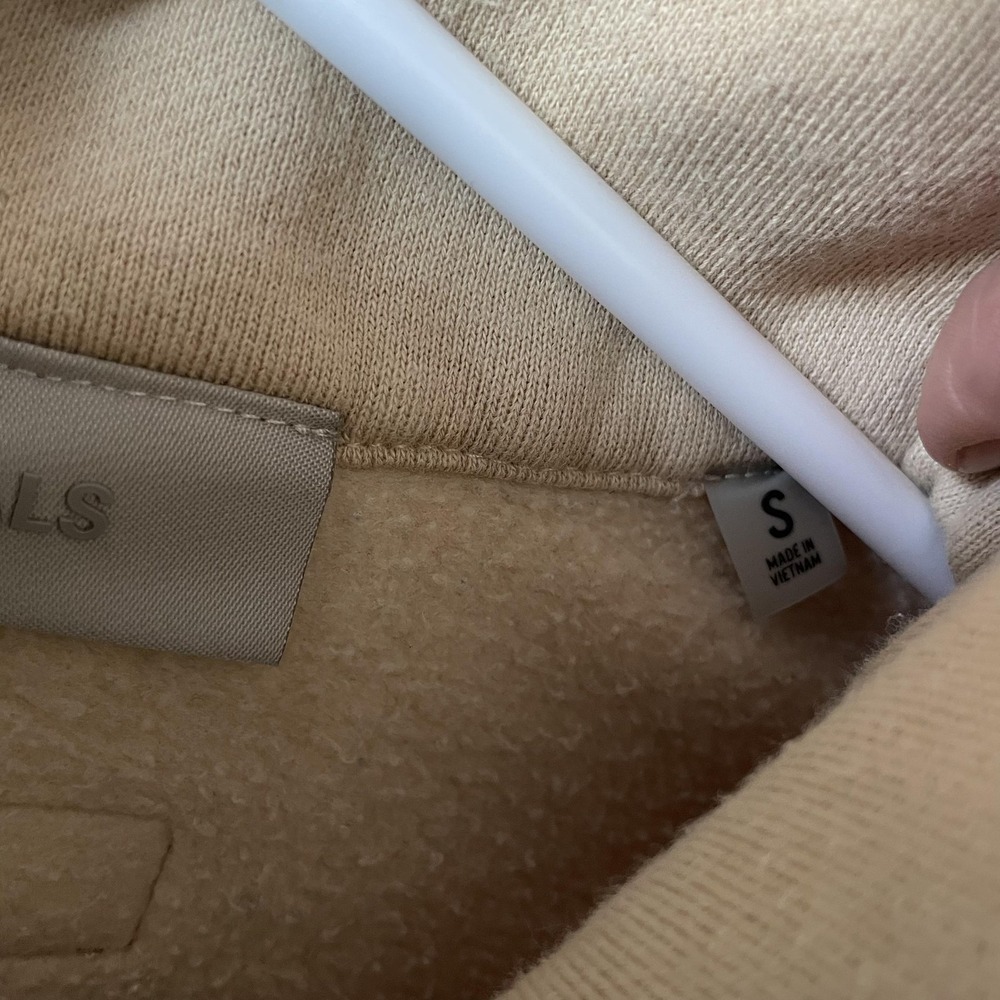 Fear Of God Essentials Sweatshirt Small Beige Full Zip Mock Neck Fleece - Picture 5 of 11